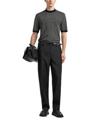 Regular Fit Geometric Jacquard Short Sleeve Sweater