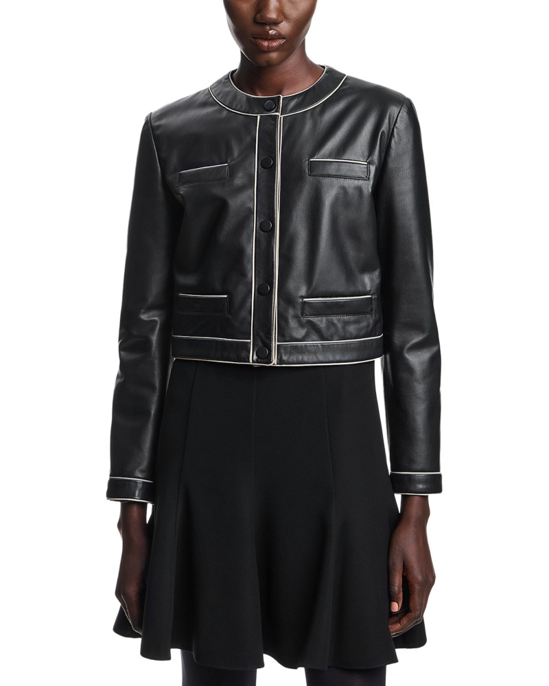 Emporio Armani Leather Jacket in Solid Black