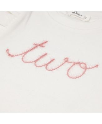 Girls' Millie "two" Pink Sparkle Embroidered Tee - Little Kid