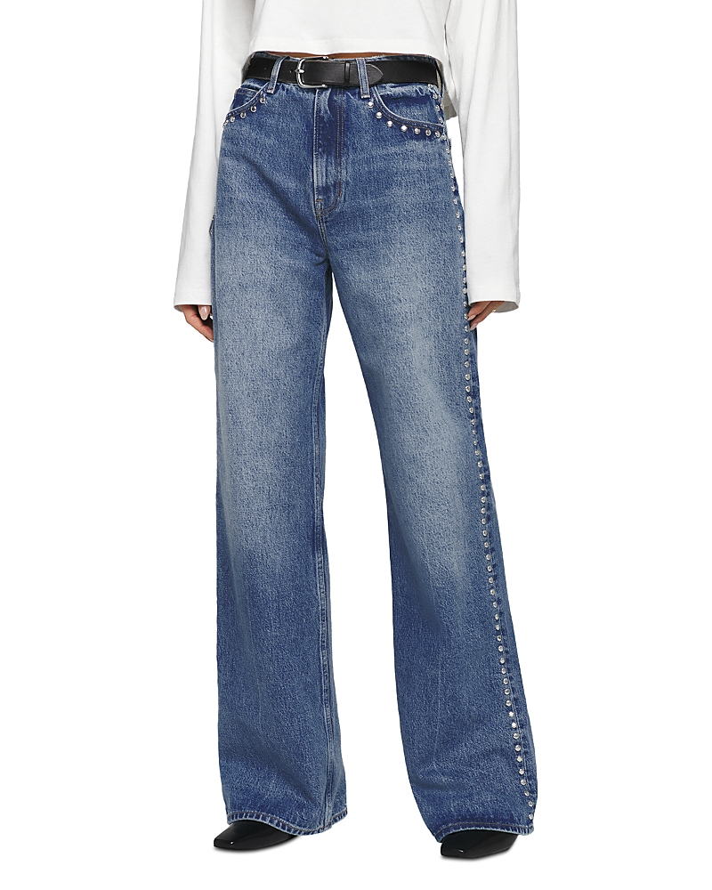 Reformation Cary High Rise Slouchy Jeans in Chesapeake Studded