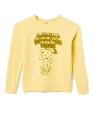 Junk Food Clothing - Unisex Peanuts Hugging Your Friends Raglan Fleece Sweatshirt - Little Kid, Big Kid