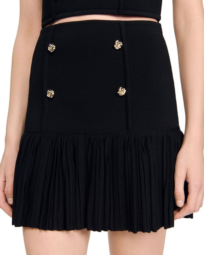 Double Breasted Ruffle Mini Skirt