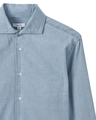 Regular Fit Washed Chambray Button Front Shirt