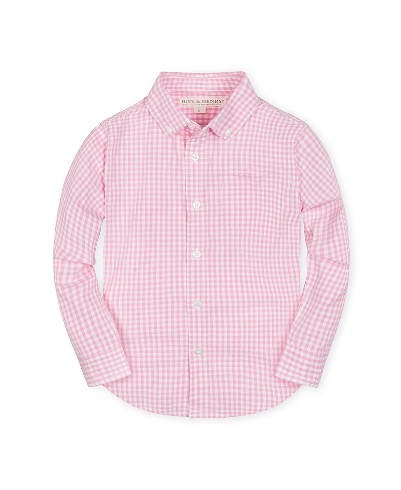 Hope & Henry Boys' Organic Stretch Poplin Shirt, Kids In Pink