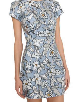 Rowen Silver Floral Sequins Dress