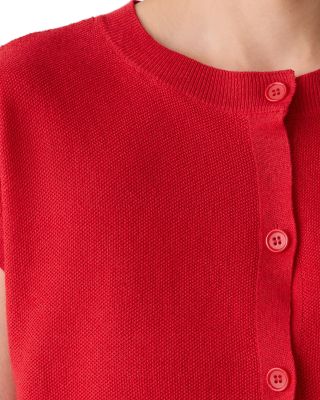 Linen Blend Crewneck Cardigan Sweater