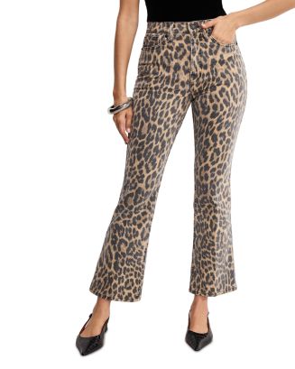Good American Good Standard Kick Flare Leopard Jeans in Lucky