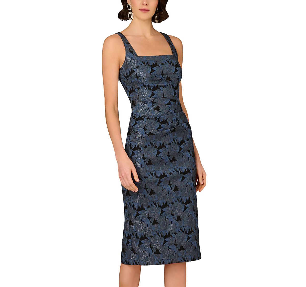 Aidan Mattox Stretch Jacquard Midi Dress