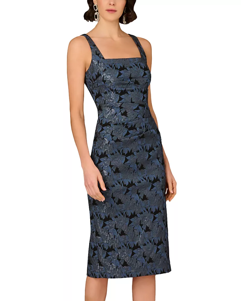 Aidan Mattox Stretch Jacquard Midi Dress