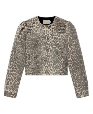 Women's Leopard Print Denim Jacket