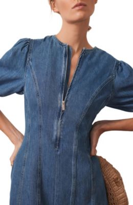 Women's Denim Zip Midi Dress