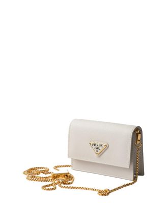 Saffiano Leather Card Holder with Shoulder Strap