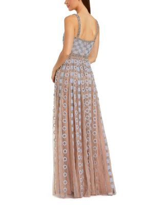 Sleeveless Mesh Embellished A Line Gown
