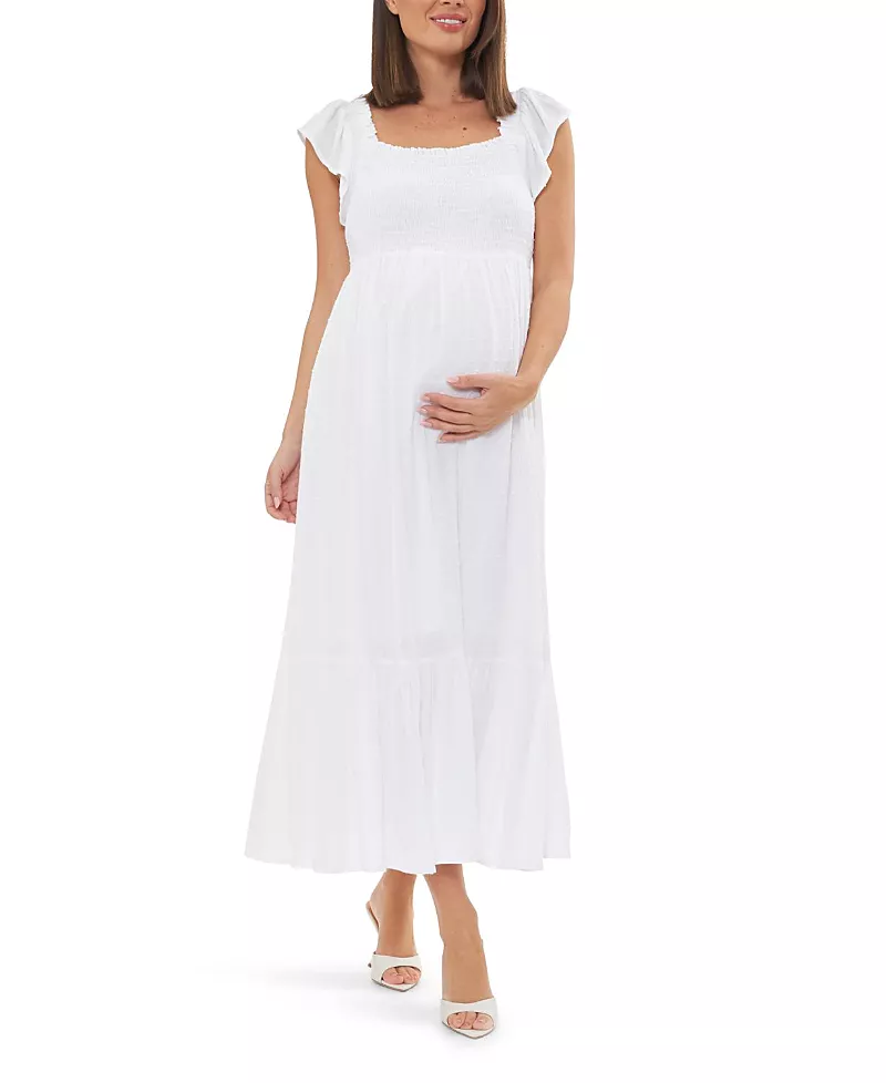 Ripe Maternity Hail Spot Frill SleeveDress