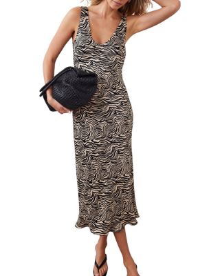  Women's Animal Print Satin Slip Dress