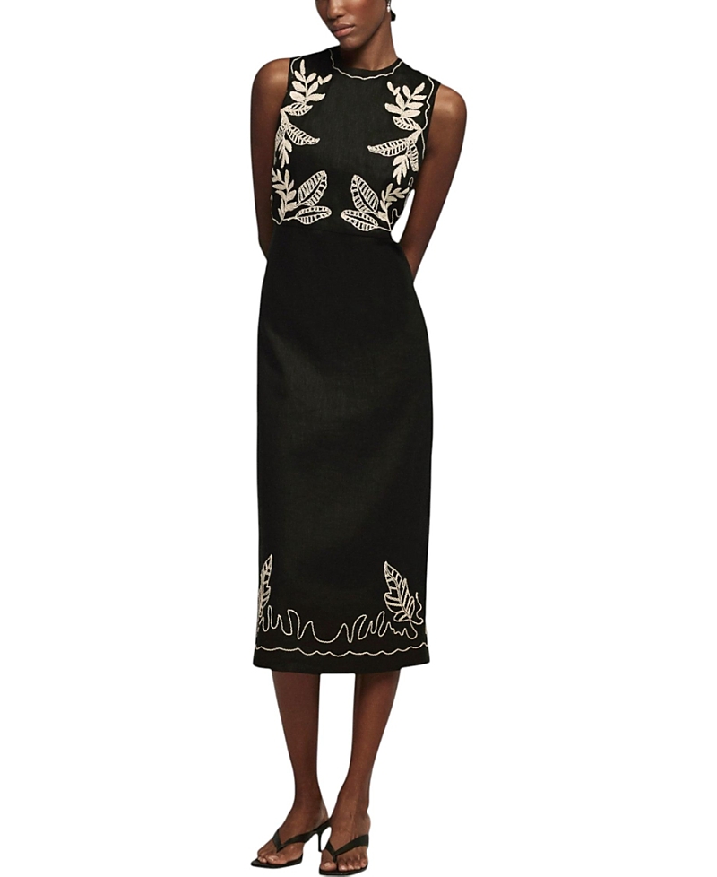 Mint Velvet Women's Embroidered Midi Dress