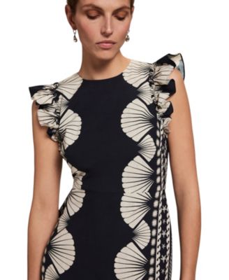  Women's Shell Print Column Midi Dress