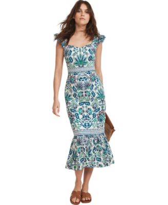  Women's Floral Printed Midi Dress