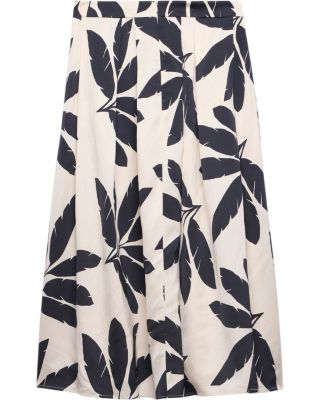  Women's Neutral Palm Print Midi Skirt