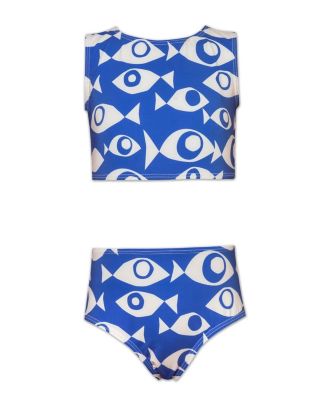 Mola Mola - Girls' Pisces Waves Allegra Swimwear Bikini Top and Bottom - Little Kid, Big Kid
