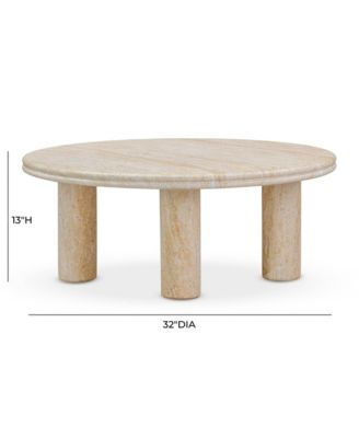  Amora Faux Travertine Indoor/Outdoor 32 inch Round Accent Table