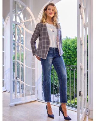 Collarless Fitted Blazer 