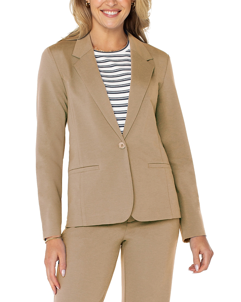Liverpool Los Angeles Fitted One-button Knit Blazer In Brown