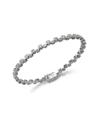 Bloomingdale's Fine Collection - Diamond Scattered Bezel Tennis Bracelet in 14K White Gold, 3.5 tcw