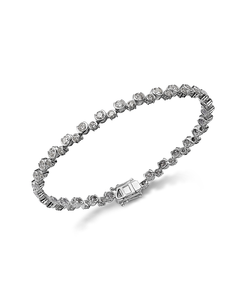 Bloomingdale's Fine Collection Diamond Scattered Bezel Tennis Bracelet in 14K White Gold, 3.5 tcw