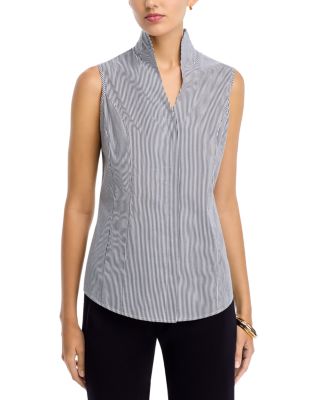 Pinstripe Mandarin Collar Tank