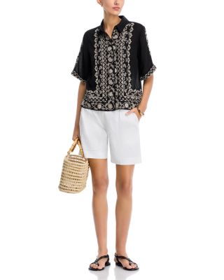 Embroidered Kimono Sleeve Top