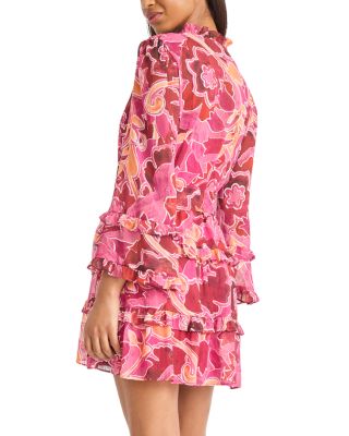 Floral Ruffle Tiered Button Front Dress