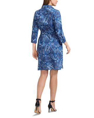 Paisley Button Front 3/4 Sleeve Dress
