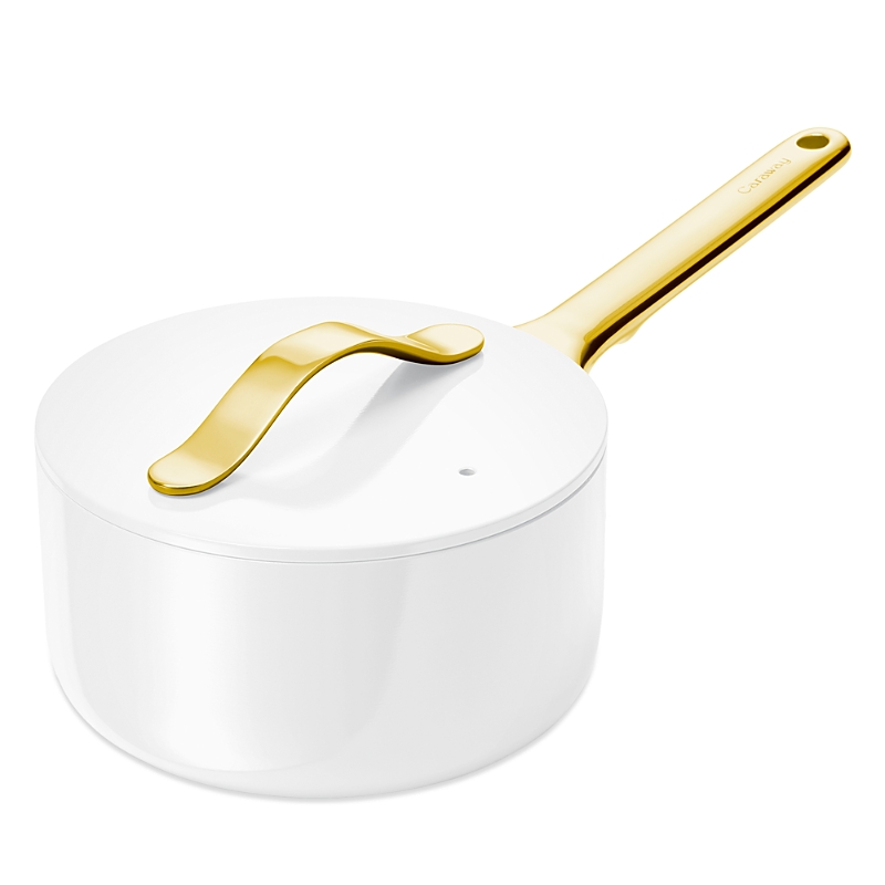 Caraway Nonstick Ceramic Sauce Pan With Lid In White
