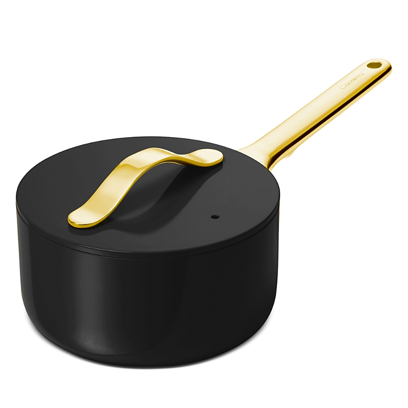 Caraway Nonstick Ceramic Sauce Pan With Lid In Black