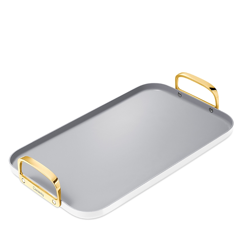 Caraway Double Burner Griddle With Gold Handles In White