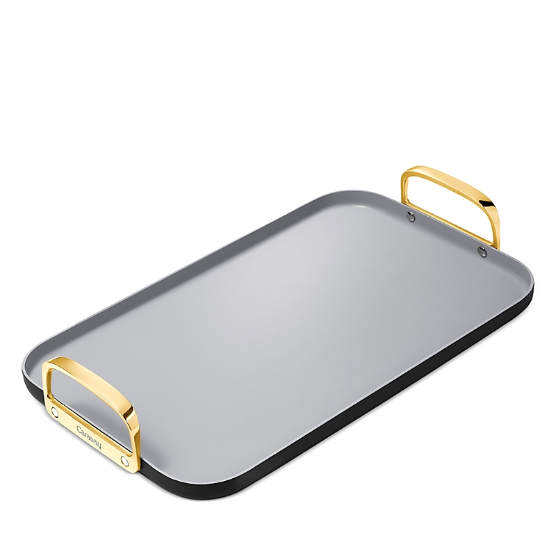 Caraway Double Burner Griddle With Gold Handles In Black