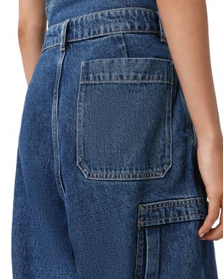 Sol Cargo High Rise Cropped Tapered Jeans in Mid Indigo