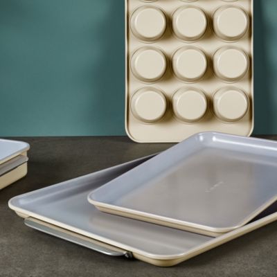 Non-Stick Ceramic Baking Sheet Duo with Gold Handles