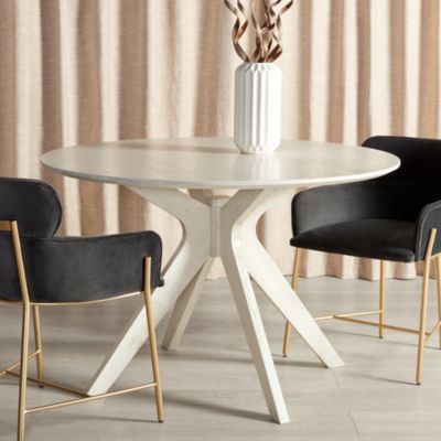 Carolee 46" Round Dining Table, White Wash