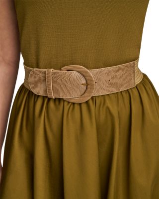 Sateen A Line Belted Midi Dress