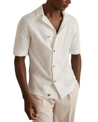 REISS - Alphonso Regular Fit Ribbed Knit Cuban Shirt