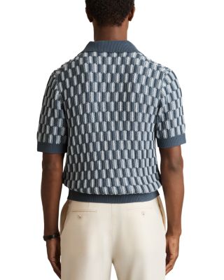 Regular Fit Geometric Knit Cuban Shirt