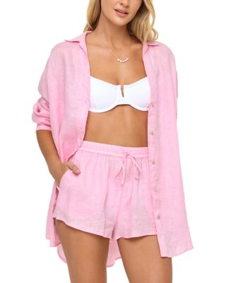 L*Space - Rio Button Front Linen Cover Up Tunic