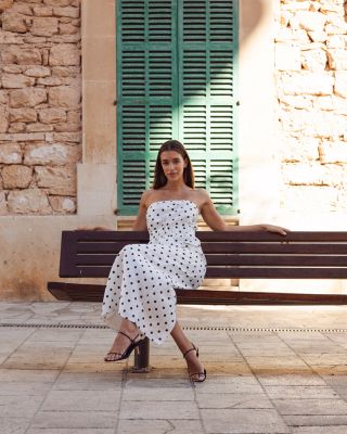 Strapless Polka Dot Peplum Top