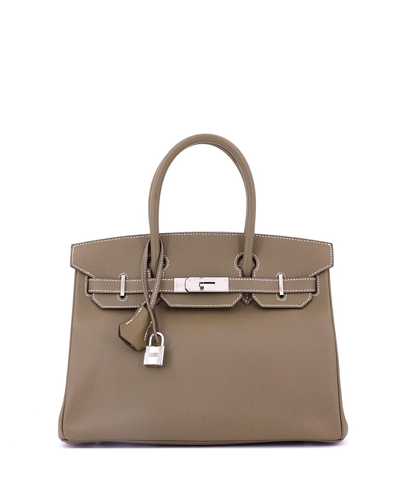 Pre-owned Pre-owned Hermes Hermes Birkin 30 Handbag Grey Epsom With Palladium Hardware In Brown