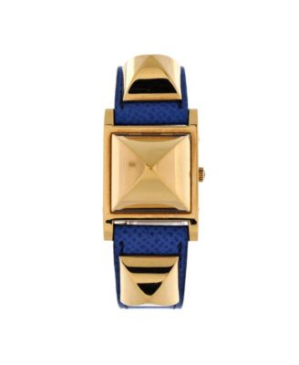 Pre-Owned HERMÈS - Medor Quartz Watch in Plated Metal and Leather 23mm