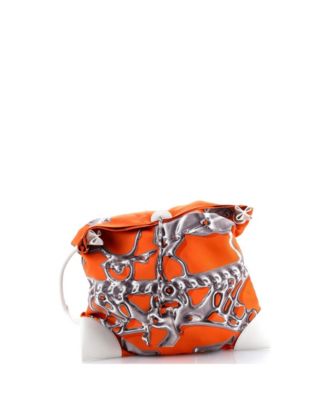 PM Silky City Bag Printed Silk and Leather