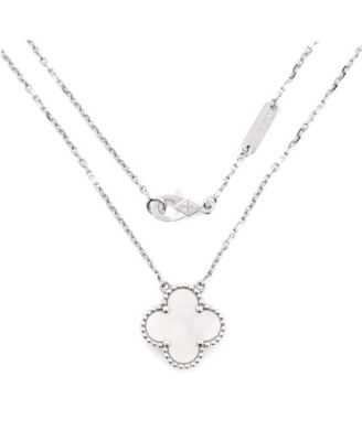  Vintage Alhambra Pendant Necklace 18K White Gold and Mother of Pearl