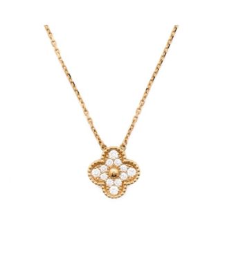  Vintage Alhambra Pendant Necklace 18K Gold and Diamonds